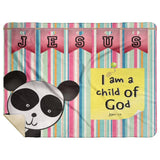Hope Inspiring Kids Snuggly Blanket - I Am A Child Of God ~John 1:12~ (Design: Panda 1)