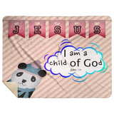 Hope Inspiring Kids Snuggly Blanket - I Am A Child Of God ~John 1:12~ (Design: Panda 2)