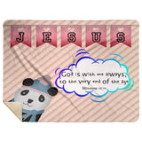 Hope Inspiring Kids Snuggly Blanket - God Is With Me Always ~Matthew 28:20~ (Design: Panda 2)