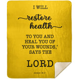 Typography Premium Sherpa Mink Blanket - I Will Restore Health To You ~Jeremiah 30:17~