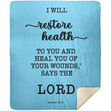 Typography Premium Sherpa Mink Blanket - I Will Restore Health To You ~Jeremiah 30:17~