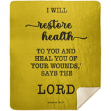 Typography Premium Sherpa Mink Blanket - I Will Restore Health To You ~Jeremiah 30:17~