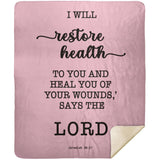Typography Premium Sherpa Mink Blanket - I Will Restore Health To You ~Jeremiah 30:17~