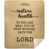 Typography Premium Sherpa Mink Blanket - I Will Restore Health To You ~Jeremiah 30:17~