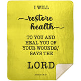 Typography Premium Sherpa Mink Blanket - I Will Restore Health To You ~Jeremiah 30:17~