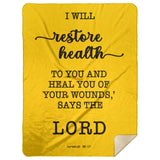 Typography Premium Sherpa Mink Blanket - I Will Restore Health To You ~Jeremiah 30:17~