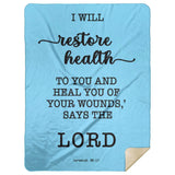 Typography Premium Sherpa Mink Blanket - I Will Restore Health To You ~Jeremiah 30:17~