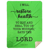 Typography Premium Sherpa Mink Blanket - I Will Restore Health To You ~Jeremiah 30:17~