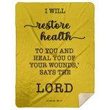 Typography Premium Sherpa Mink Blanket - I Will Restore Health To You ~Jeremiah 30:17~