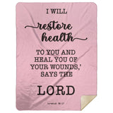 Typography Premium Sherpa Mink Blanket - I Will Restore Health To You ~Jeremiah 30:17~