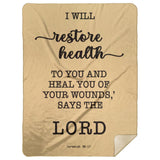 Typography Premium Sherpa Mink Blanket - I Will Restore Health To You ~Jeremiah 30:17~