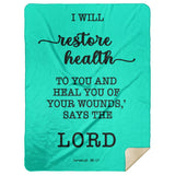 Typography Premium Sherpa Mink Blanket - I Will Restore Health To You ~Jeremiah 30:17~