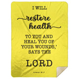 Typography Premium Sherpa Mink Blanket - I Will Restore Health To You ~Jeremiah 30:17~
