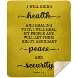 Typography Premium Sherpa Mink Blanket - I Will Bring Health & Healing ~Jeremiah 33:6~