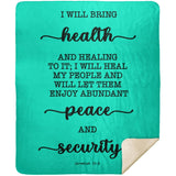 Typography Premium Sherpa Mink Blanket - I Will Bring Health & Healing ~Jeremiah 33:6~