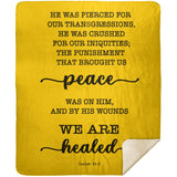 Typography Premium Sherpa Mink Blanket - With His Stripes, We Are Healed ~Isaiah 53:5~