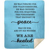 Typography Premium Sherpa Mink Blanket - With His Stripes, We Are Healed ~Isaiah 53:5~