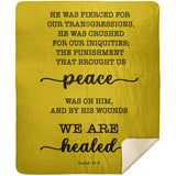 Typography Premium Sherpa Mink Blanket - With His Stripes, We Are Healed ~Isaiah 53:5~