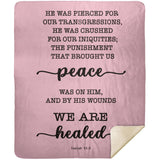 Typography Premium Sherpa Mink Blanket - With His Stripes, We Are Healed ~Isaiah 53:5~