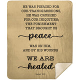 Typography Premium Sherpa Mink Blanket - With His Stripes, We Are Healed ~Isaiah 53:5~