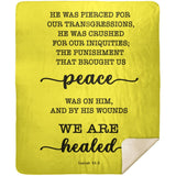 Typography Premium Sherpa Mink Blanket - With His Stripes, We Are Healed ~Isaiah 53:5~