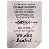 Typography Premium Sherpa Mink Blanket - With His Stripes, We Are Healed ~Isaiah 53:5~