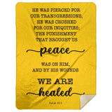 Typography Premium Sherpa Mink Blanket - With His Stripes, We Are Healed ~Isaiah 53:5~