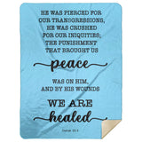 Typography Premium Sherpa Mink Blanket - With His Stripes, We Are Healed ~Isaiah 53:5~