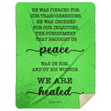 Typography Premium Sherpa Mink Blanket - With His Stripes, We Are Healed ~Isaiah 53:5~