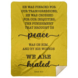 Typography Premium Sherpa Mink Blanket - With His Stripes, We Are Healed ~Isaiah 53:5~