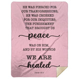 Typography Premium Sherpa Mink Blanket - With His Stripes, We Are Healed ~Isaiah 53:5~