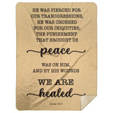 Typography Premium Sherpa Mink Blanket - With His Stripes, We Are Healed ~Isaiah 53:5~