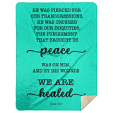 Typography Premium Sherpa Mink Blanket - With His Stripes, We Are Healed ~Isaiah 53:5~