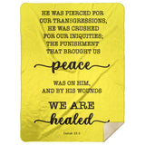 Typography Premium Sherpa Mink Blanket - With His Stripes, We Are Healed ~Isaiah 53:5~