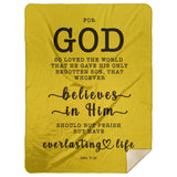 Typography Premium Sherpa Mink Blanket - Believe In Him For Everlasting Life ~John 3:16~