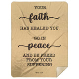 Typography Premium Sherpa Mink Blanket - Be Healed of Affliction ~Mark 5:34~