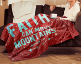 Bible Verses Premium Mink Sherpa Blanket - Faith Move Mountains ~Matthew 17:20~ Design 1