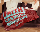 Bible Verses Premium Mink Sherpa Blanket - Faith Move Mountains ~Matthew 17:20~ Design 2