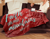 Bible Verses Premium Mink Sherpa Blanket - Faith Move Mountains ~Matthew 17:20~ Design 5