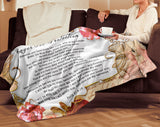 Bible Verses Premium Mink Sherpa Blanket - Prayer for Protection ~Psalm 91:9-16~ (Design: Flower Frame 2)