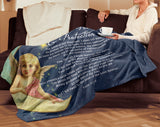 Bible Verses Premium Mink Sherpa Blanket - Prayer for Provision & Protection ~Psalm 23:1-6~ (Design: Angel 3)