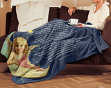 Bible Verses Premium Mink Sherpa Blanket - Prayer for Protection ~Psalm 91:9-16~ (Design: Angel 1)