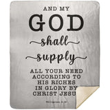Typography Premium Sherpa Mink Blanket - My God Shall Supply All My Needs ~Philippians 4:19~