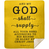 Typography Premium Sherpa Mink Blanket - My God Shall Supply All My Needs ~Philippians 4:19~