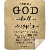 Typography Premium Sherpa Mink Blanket - My God Shall Supply All My Needs ~Philippians 4:19~