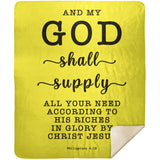 Typography Premium Sherpa Mink Blanket - My God Shall Supply All My Needs ~Philippians 4:19~