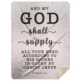 Typography Premium Sherpa Mink Blanket - My God Shall Supply All My Needs ~Philippians 4:19~