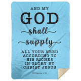 Typography Premium Sherpa Mink Blanket - My God Shall Supply All My Needs ~Philippians 4:19~