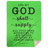 Typography Premium Sherpa Mink Blanket - My God Shall Supply All My Needs ~Philippians 4:19~