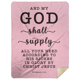 Typography Premium Sherpa Mink Blanket - My God Shall Supply All My Needs ~Philippians 4:19~